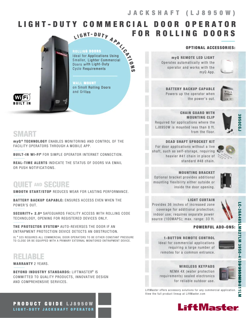 Page 1 of the manual Use and Maintenance Manual LiftMaster LJ8950W