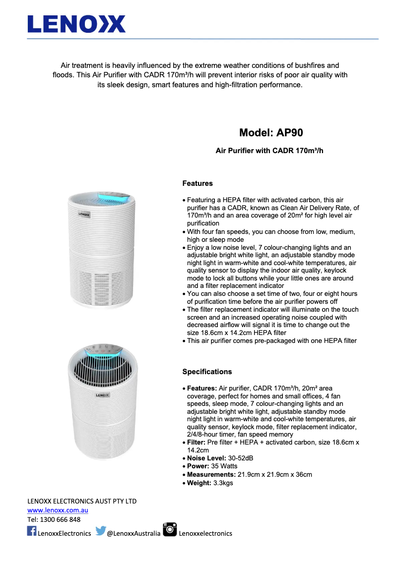 Page 1 de la notice Manuel utilisateur Lenoxx AP90