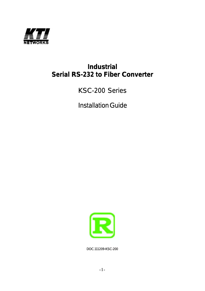 Page n°1 - Manuel utilisateur KTI Networks KSC-200