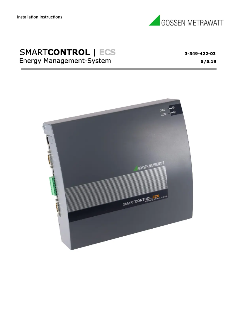 Image de la première page du manuel de l'appareil SMARTCONTROL