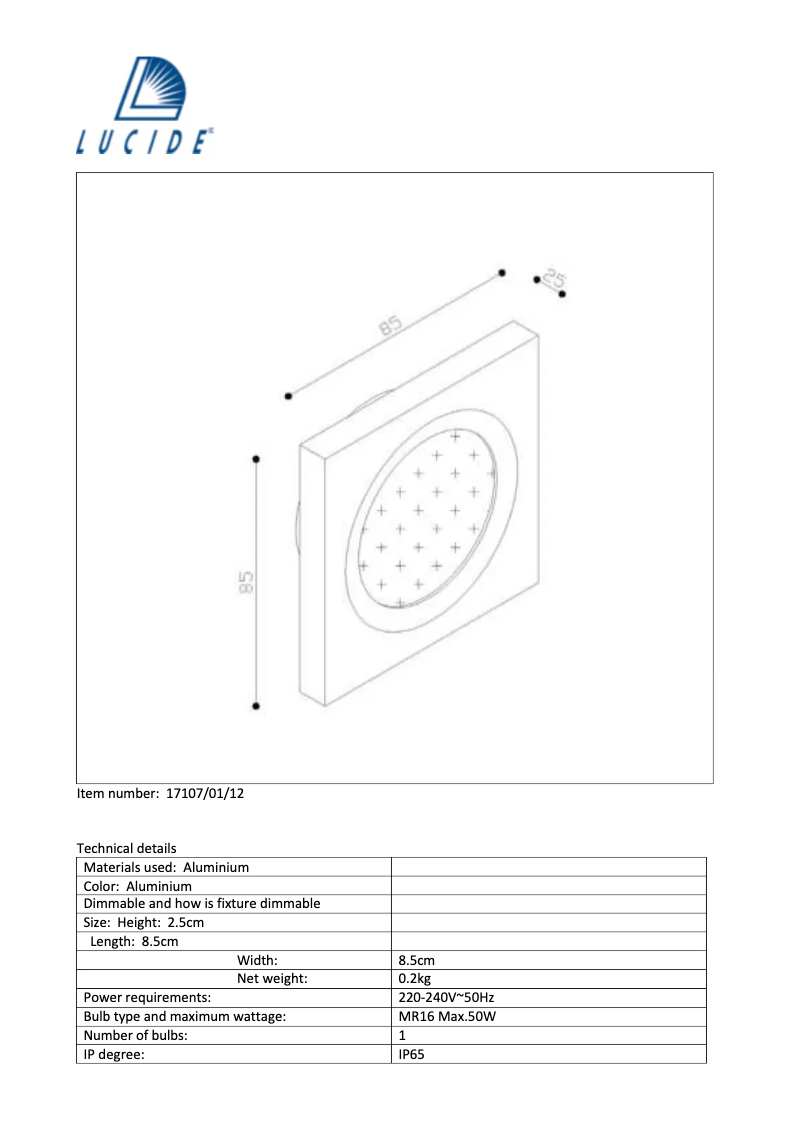 Page 1 de la notice Manuel utilisateur Lucide Hahne