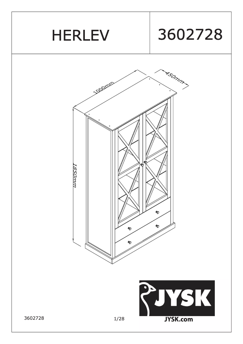 Page n°1 - Manuel utilisateur JYSK Herlev (100x185x45)