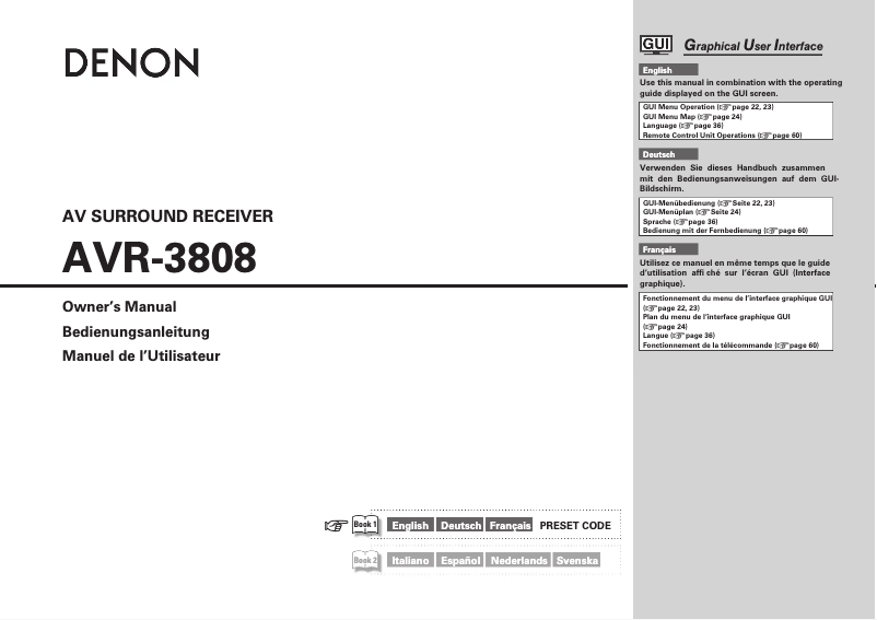 Page n°1 - Manuel utilisateur Denon AVR-3808