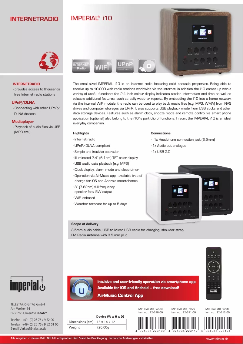 Image de la première page du manuel de l'appareil I10