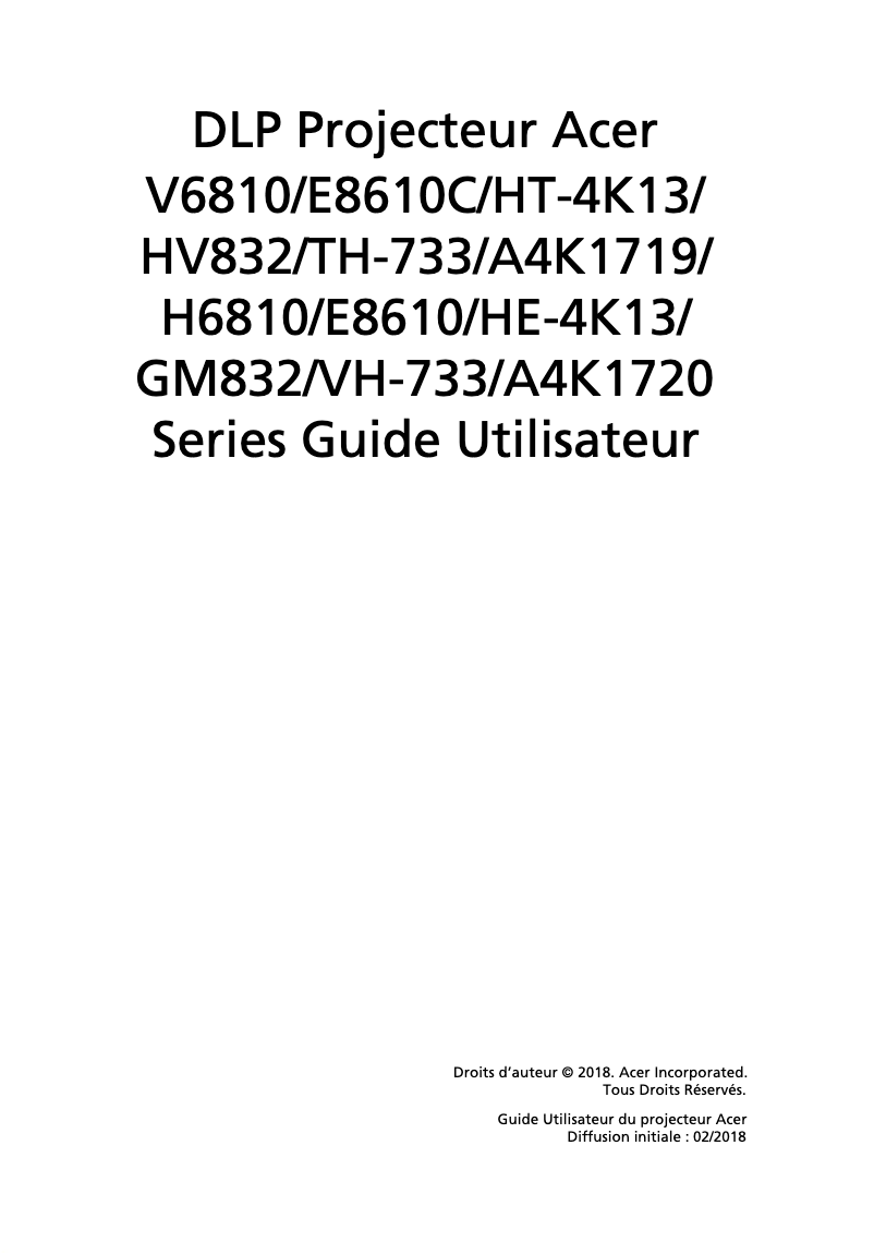 Page n°1 - Manuel utilisateur Acer GM832