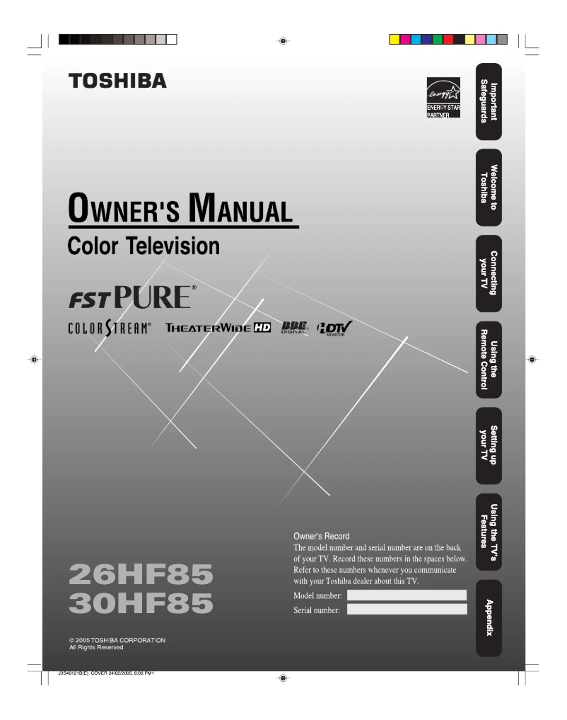 Page n°1 - Manuel utilisateur Toshiba TheaterWide 30HF85