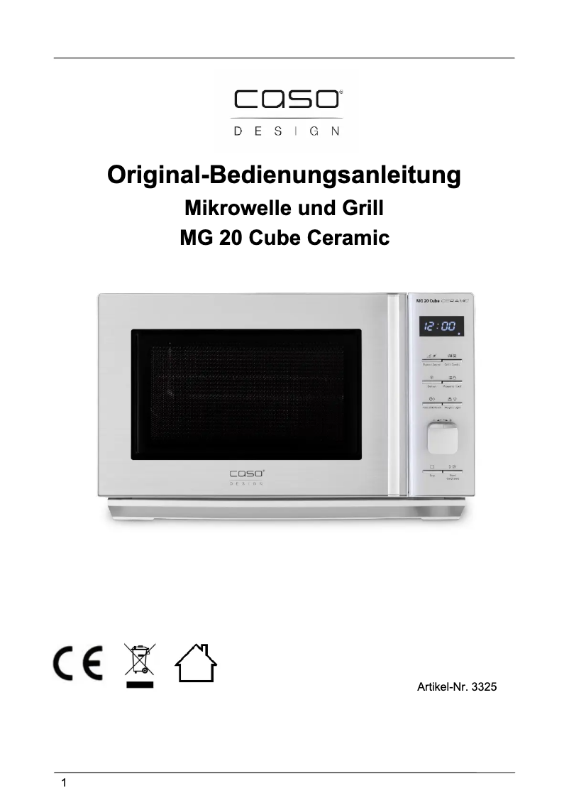 Image de la première page du manuel de l'appareil MG 20 Cube Ceramic