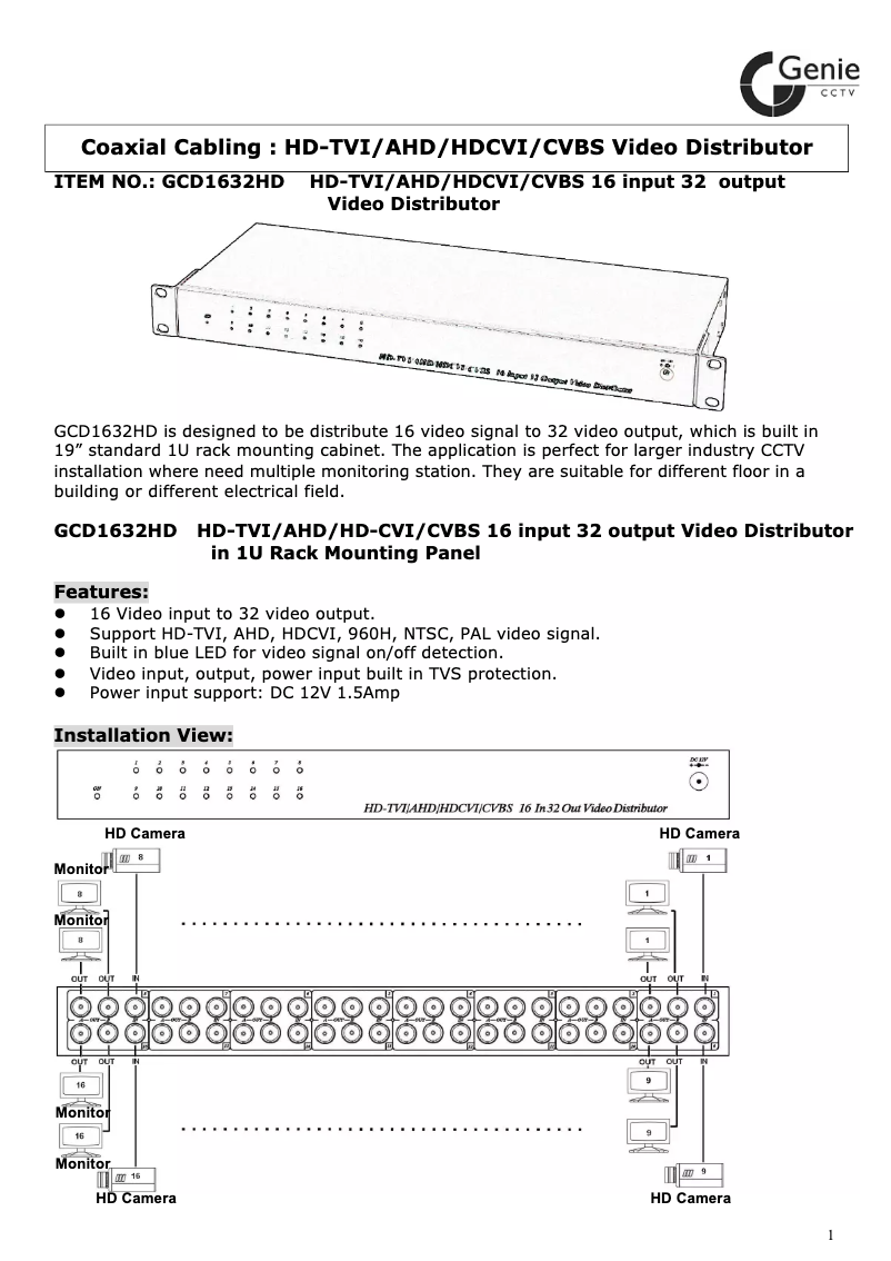 Page 1 de la notice Manuel utilisateur Genie GCD1632HD