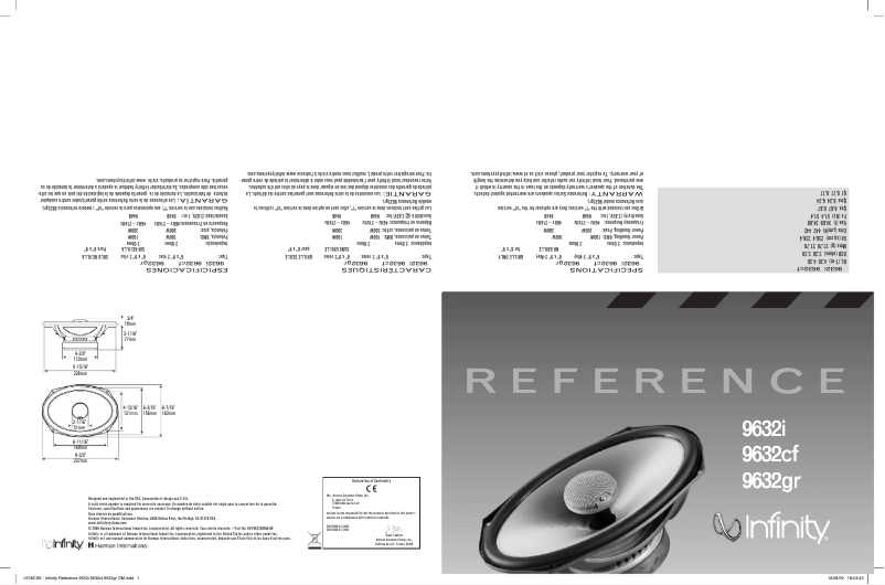 Page 1 de la notice Manuel utilisateur Infinity Reference 9632cf