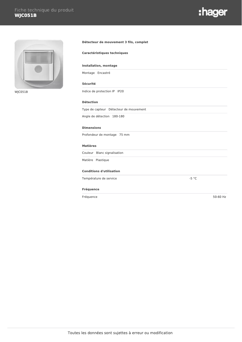 Image de la première page du manuel de l'appareil WJC051B