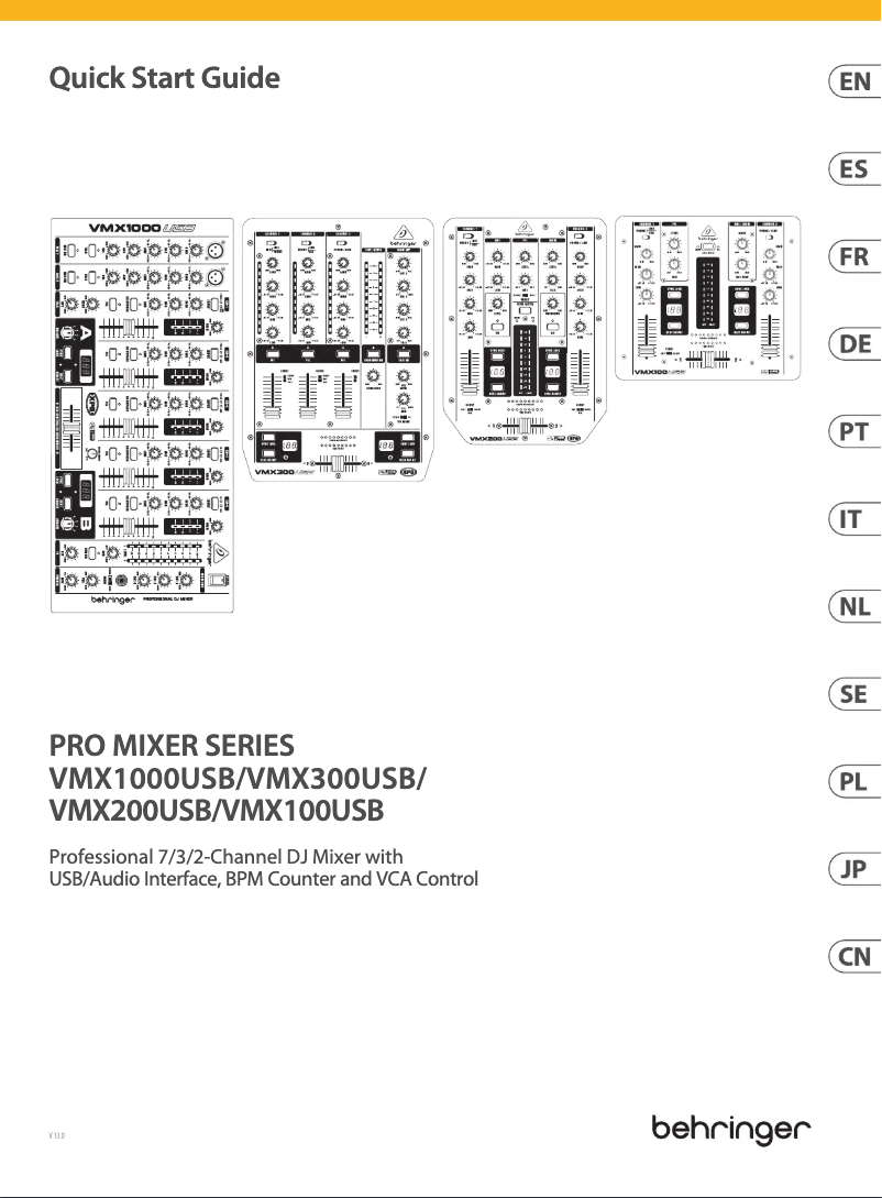 Page 1 of the manual Quick Start Guide Behringer VMX100USB