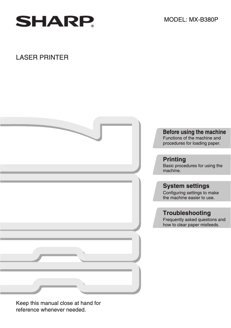 Page n°1 - Manuel utilisateur Sharp MX-B380P