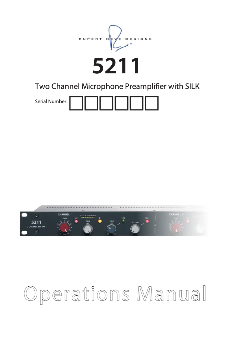 Page 1 de la notice Manuel utilisateur Rupert Neve Designs 5211