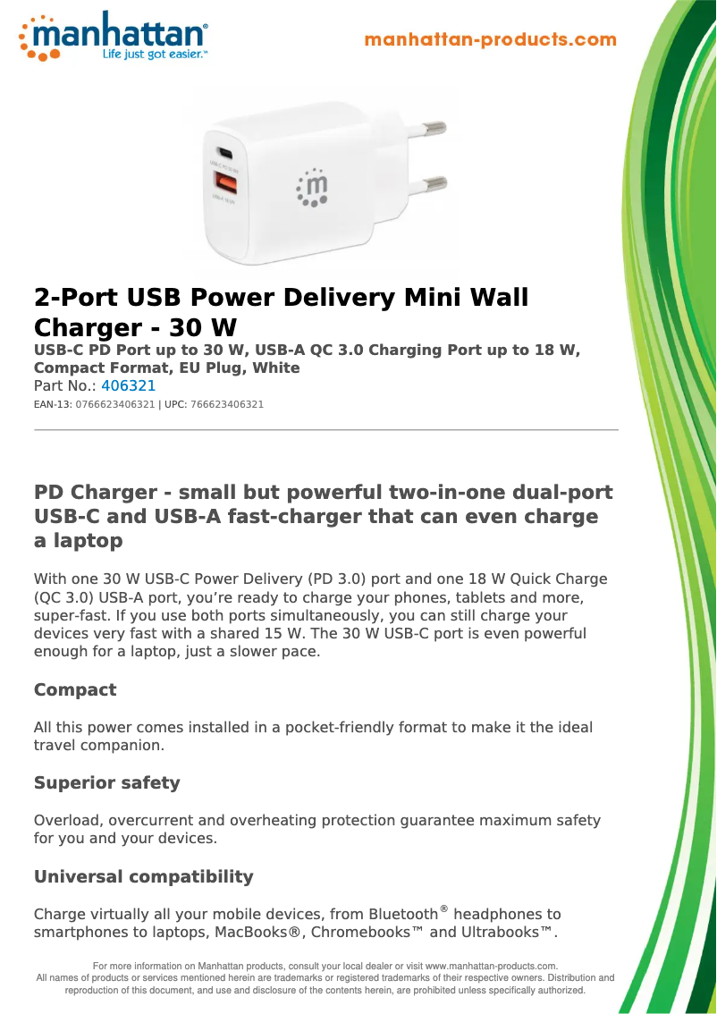 Page 1 de la notice Fiche technique Manhattan 406321