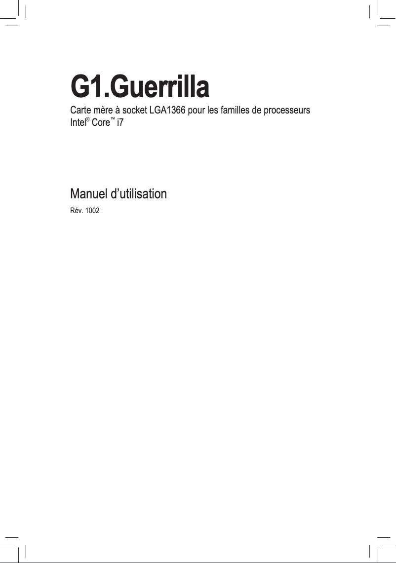 Page n°1 - Manuel utilisateur Gigabyte G1.Guerrilla