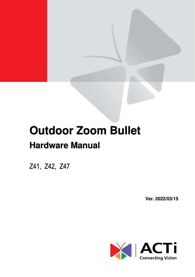 Page n°1 - Manuel utilisateur ACTi Z47