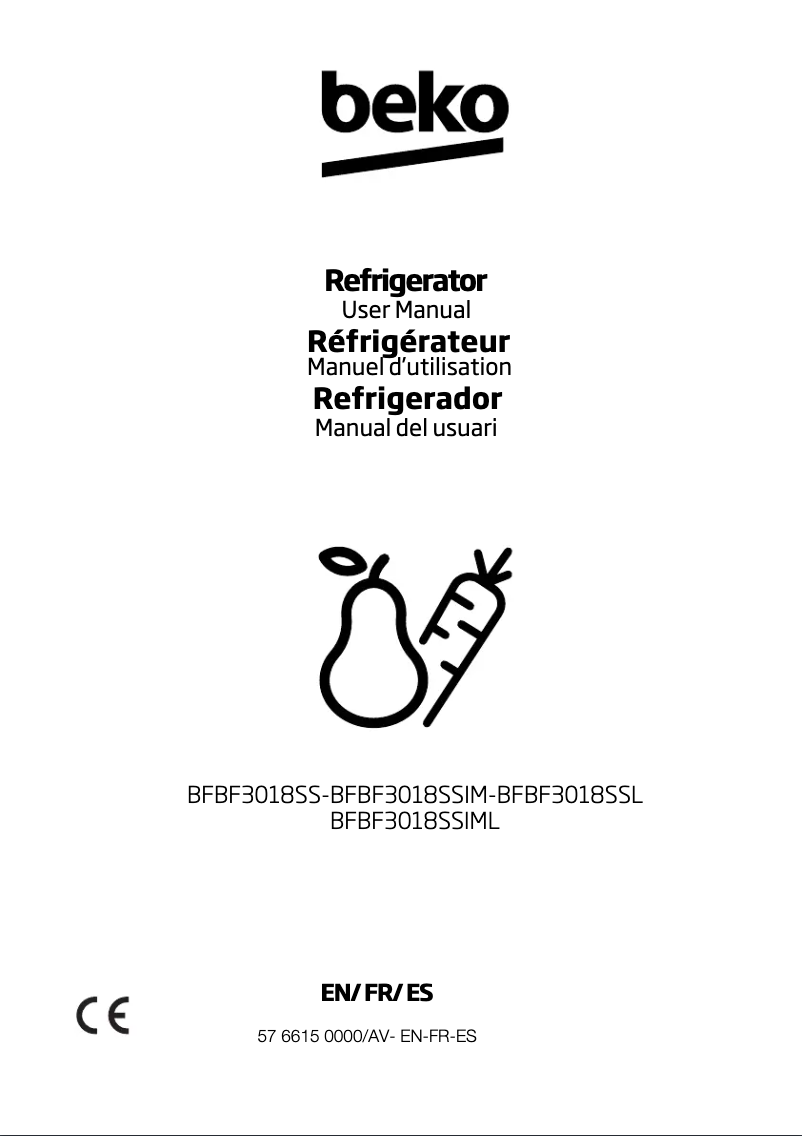 Page 1 de la notice Manuel utilisateur Beko BFBF3018SSIML