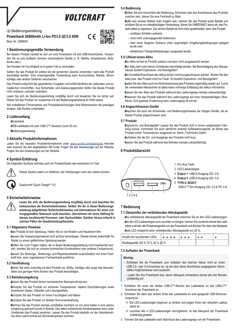 Page n°1 - Manuel utilisateur Voltcraft VC PB PD60W