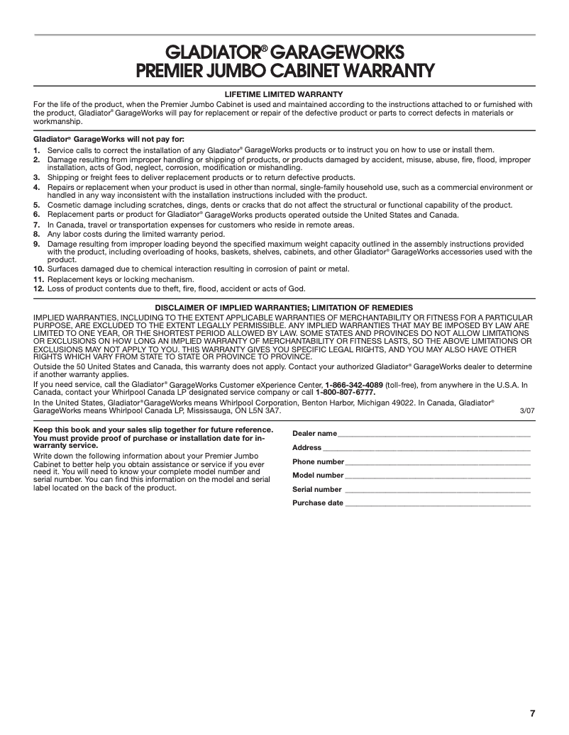 Page n°1 - Mode d'emploi Gladiator Ready-to-Assemble All-Season GearCloset