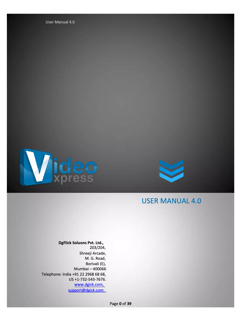 Page 1 of the manual User Manual DgFlick Video Xpress