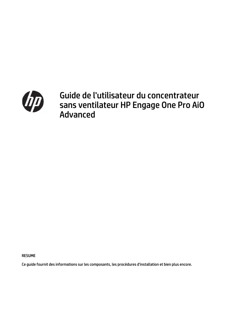 Page 1 de la notice Manuel utilisateur HP Engage One Pro AIO