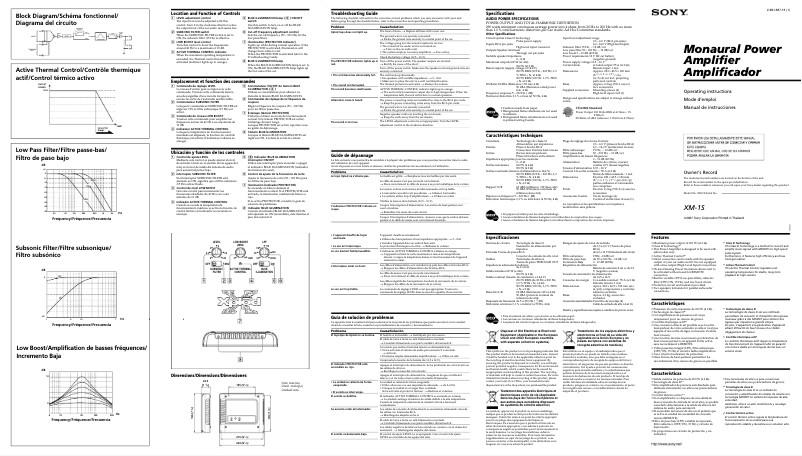 Page n°1 - Manuel utilisateur Sony XM-1S