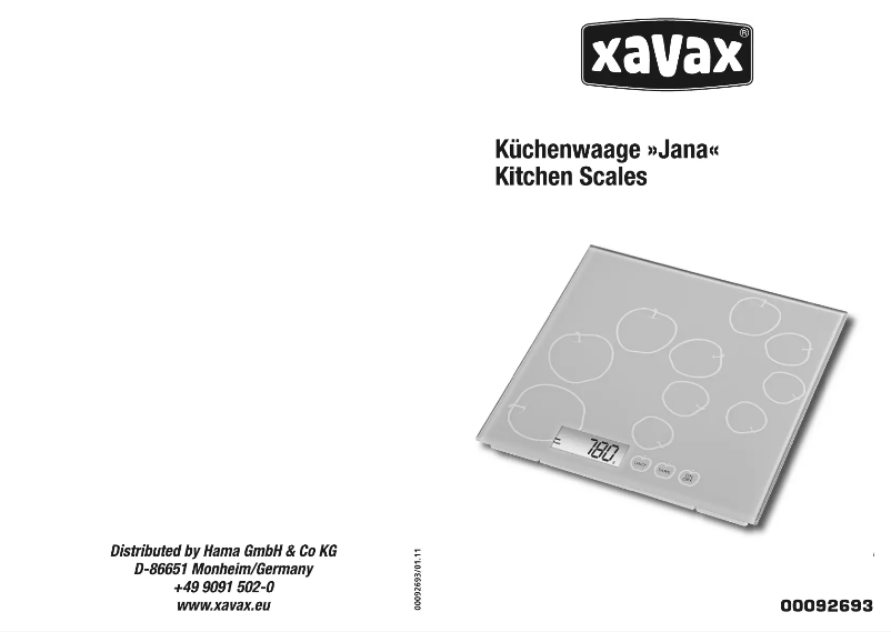 Página 1 del manual Manual de usuario Xavax Jana 92693