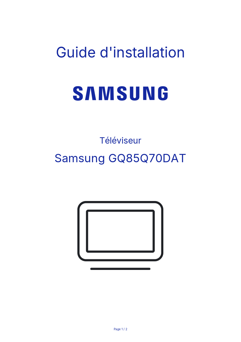 Image de la première page du manuel de l'appareil GQ85Q70DAT