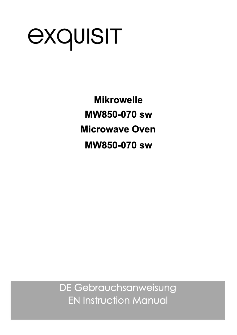 Page 1 de la notice Manuel utilisateur Exquisit MW850-070