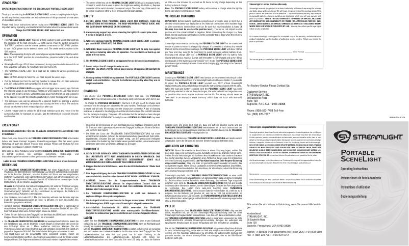 Page n°1 - Manuel utilisateur Streamlight Portable Scene Light