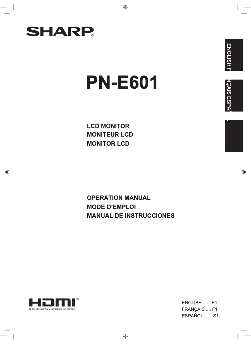 Image de la première page du manuel de l'appareil PN-E601
