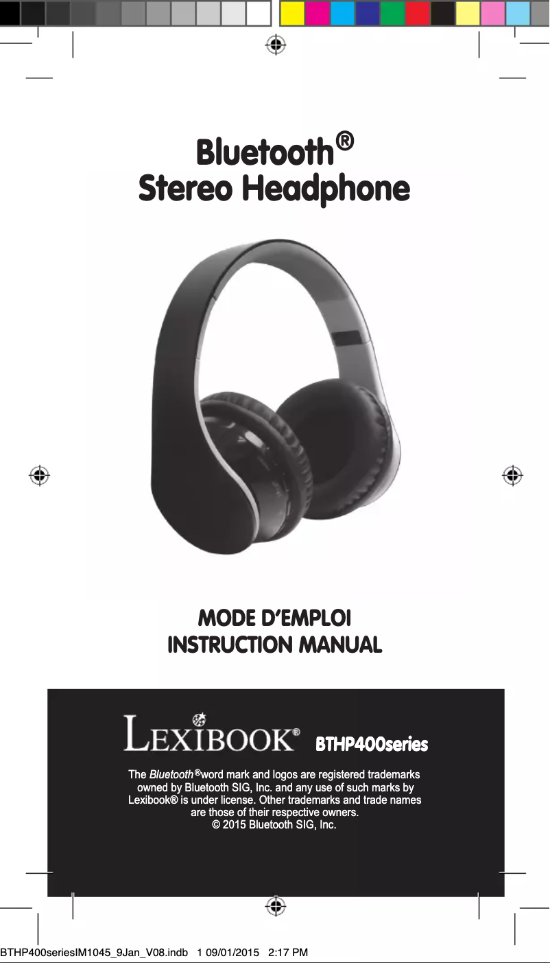 Page 1 de la notice Manuel utilisateur Lexibook BTHP400UK