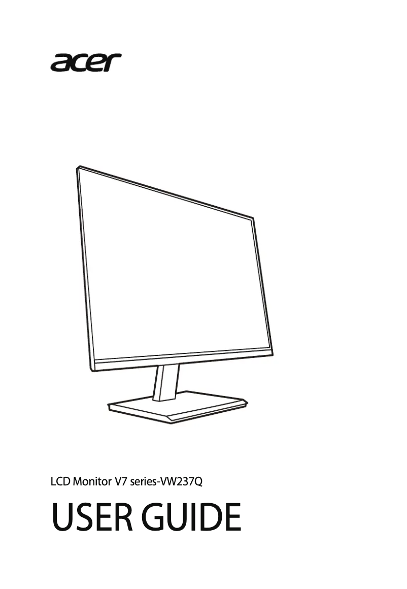 Page n°1 - Guide de démarrage rapide Acer VW237Q