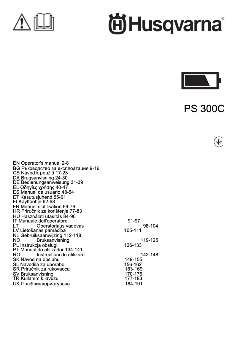Page n°1 - Manuel utilisateur Husqvarna PS300C