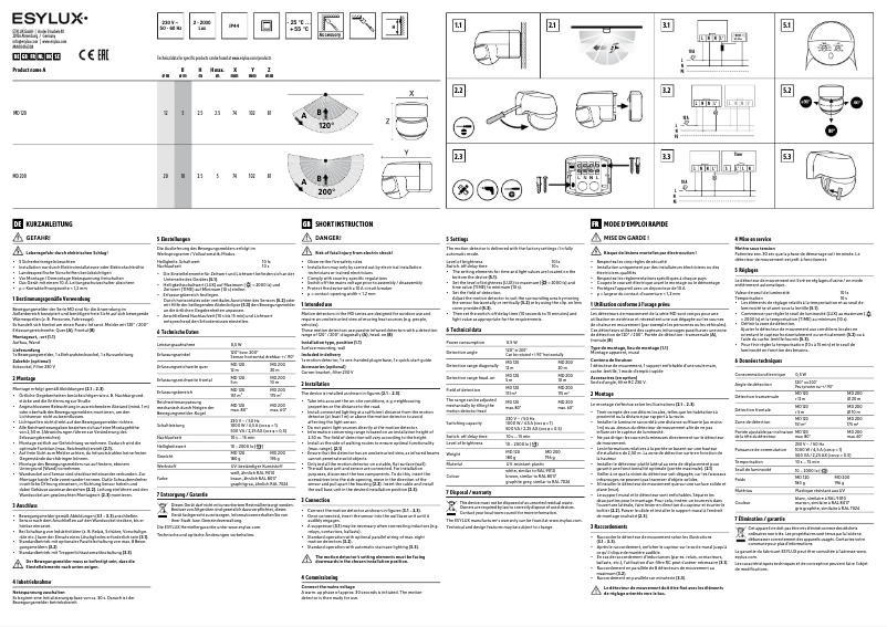 Page 1 de la notice Manuel utilisateur Esylux MD 200