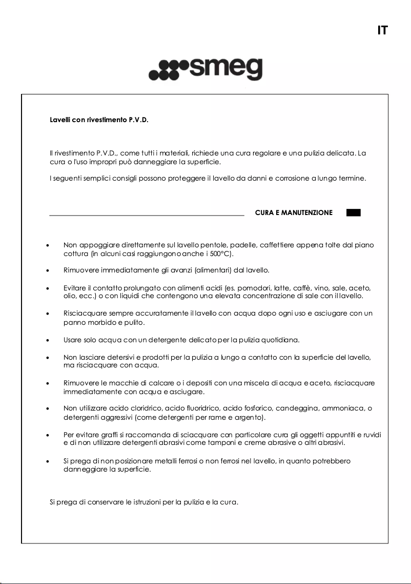 Page n°1 - Manuel utilisateur Smeg VSTR50BRX