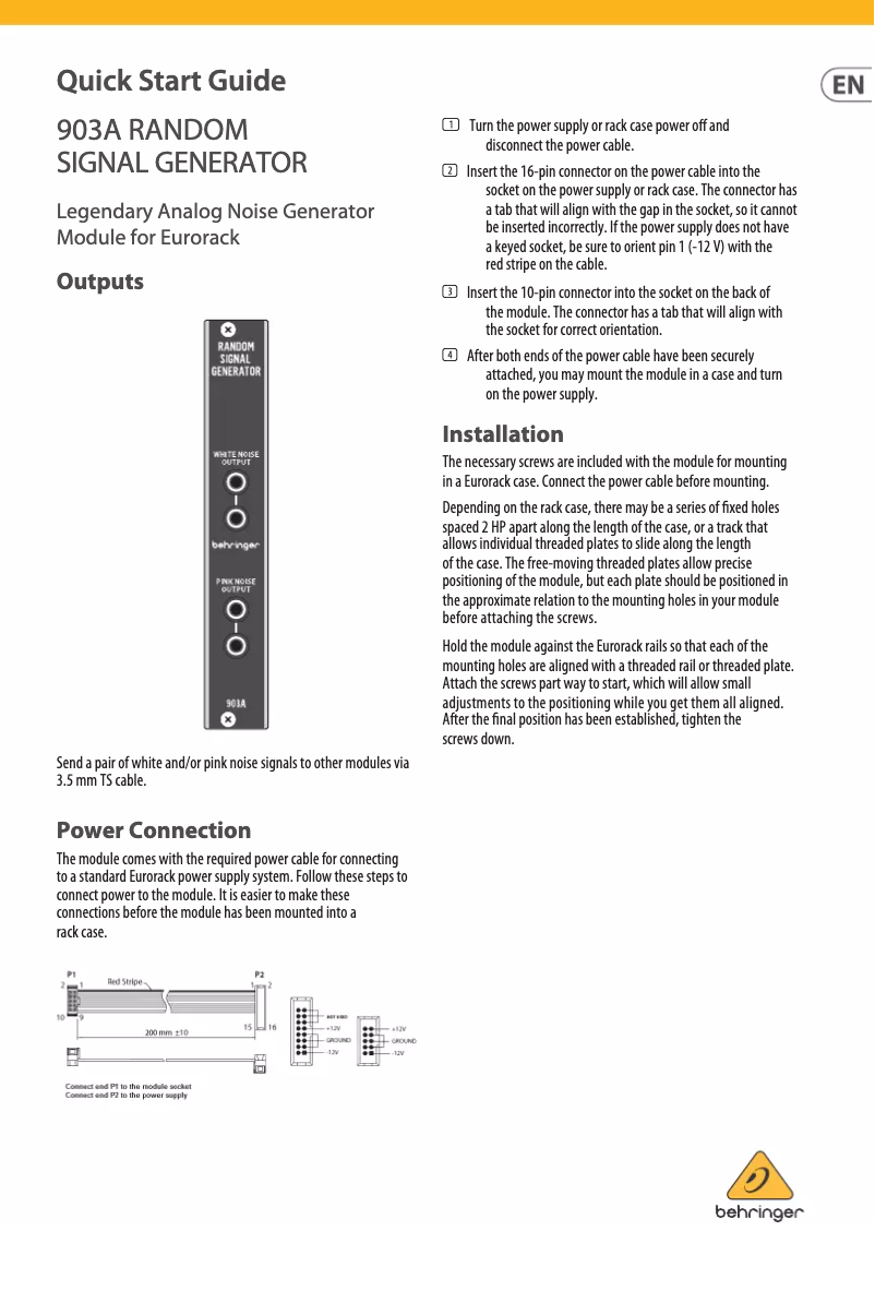 Page n°1 - Manuel utilisateur Behringer 903A