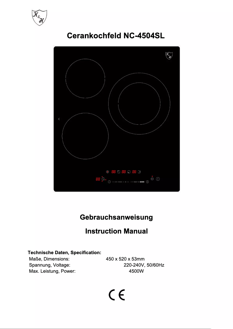 Page n°1 - Manuel utilisateur K&H NC-4504SL
