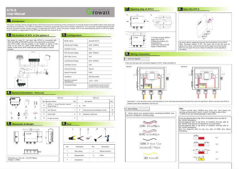 Page 1 de la notice Manuel utilisateur Growatt ATS-S