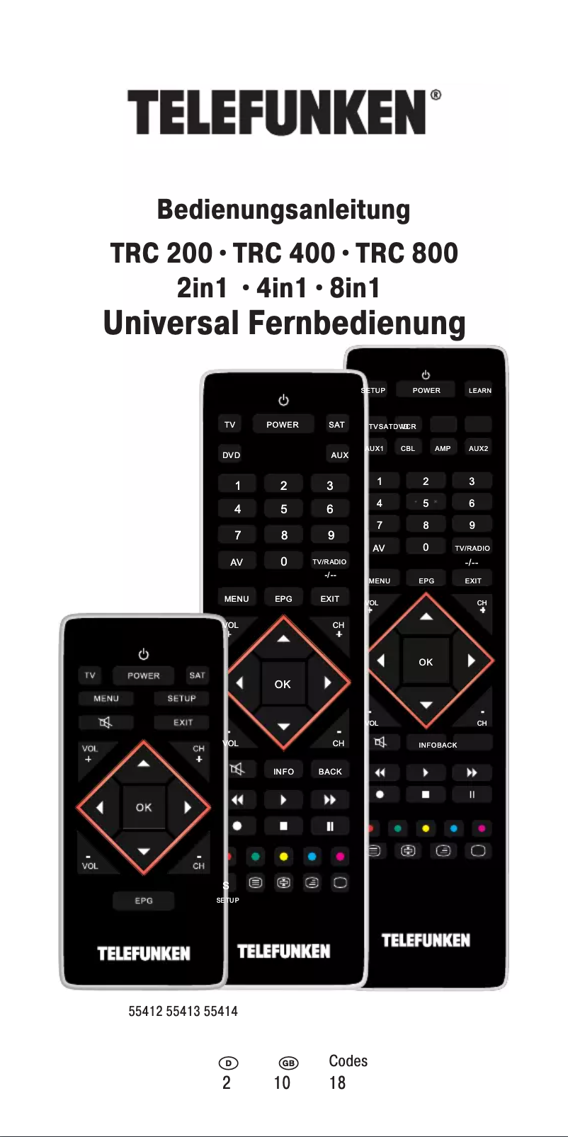 Page 1 de la notice Manuel utilisateur Telefunken TRC 400