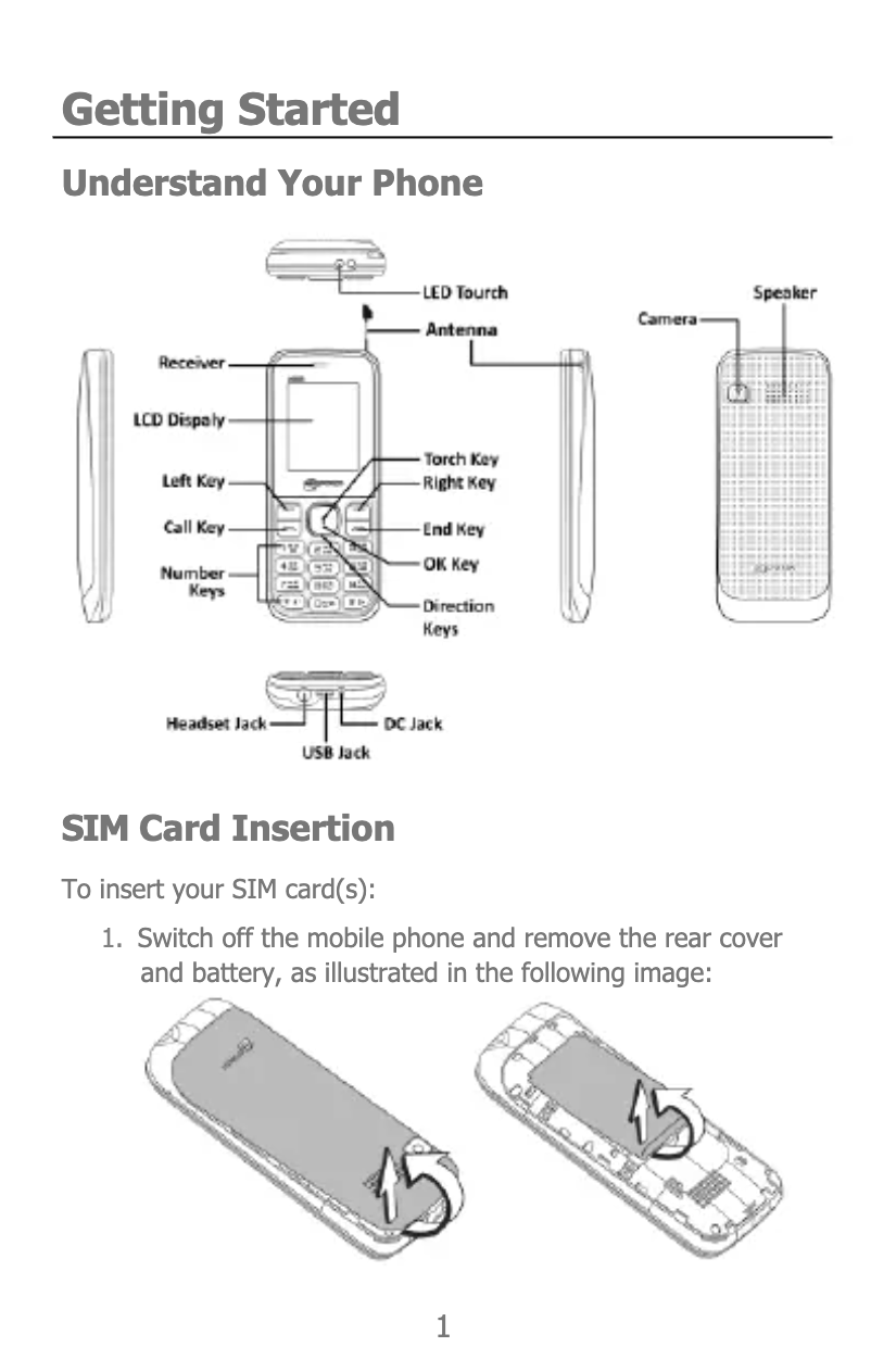 Page 1 de la notice Manuel utilisateur Micromax X082