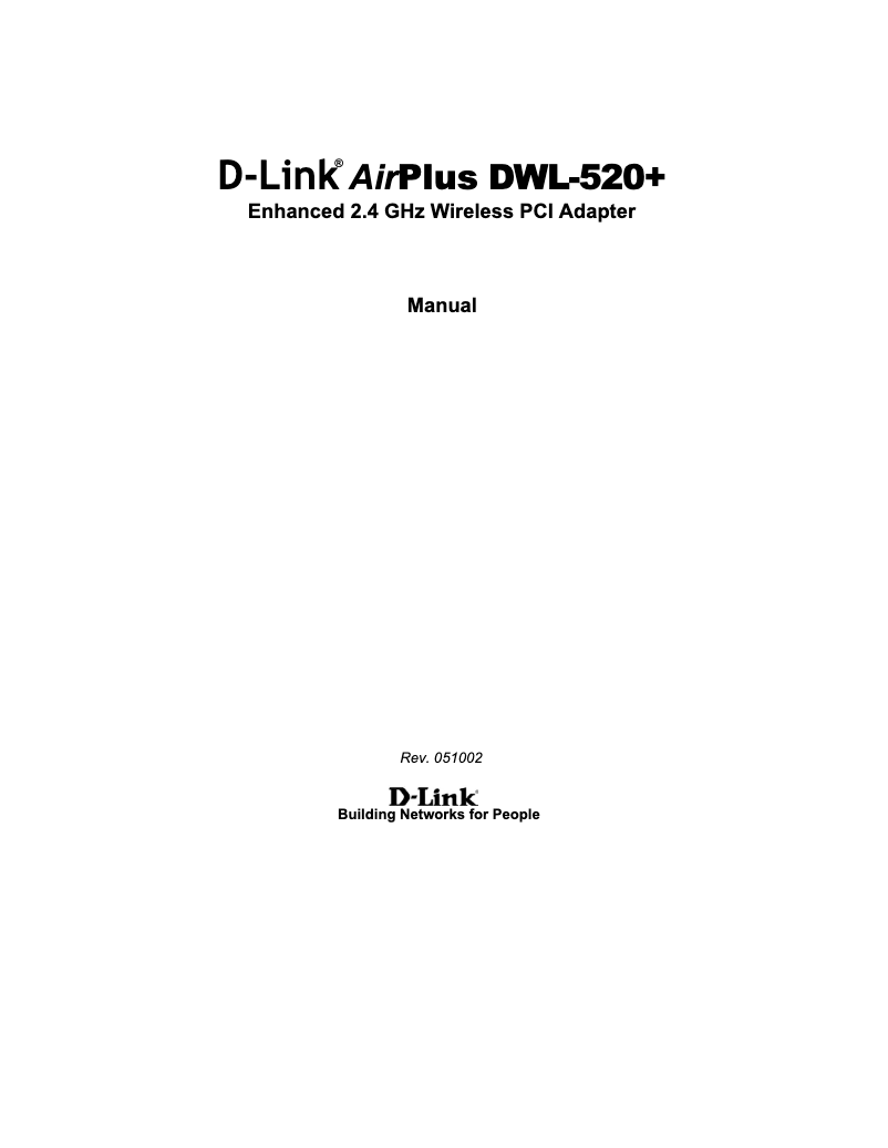 Page 1 de la notice Manuel utilisateur D-Link AirPlus DWL-520+