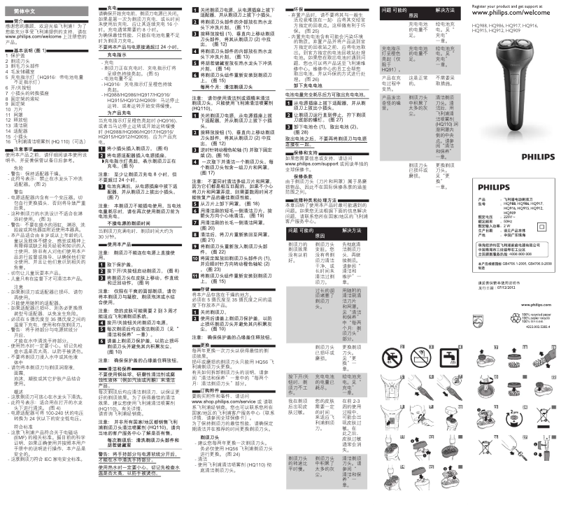First page image of the manual for HQ986