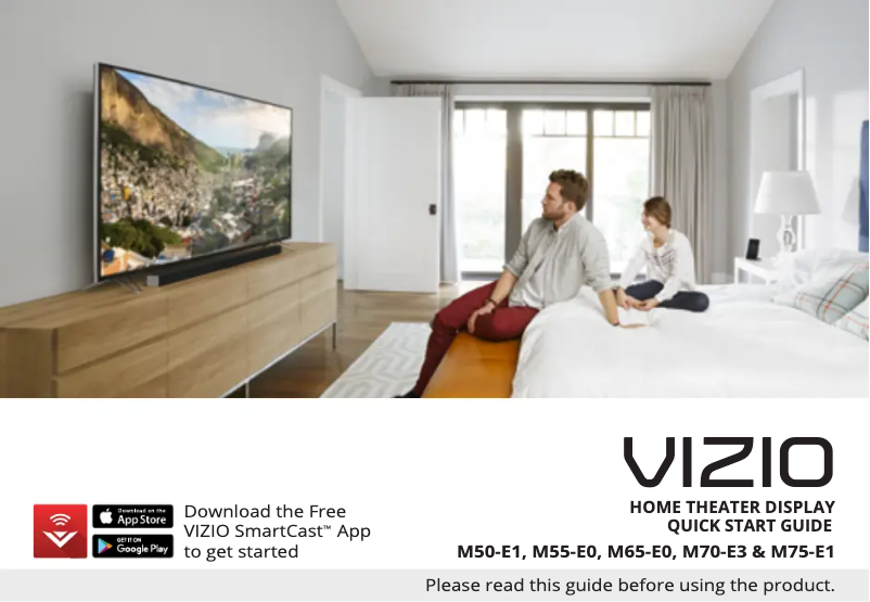 Page 1 de la notice Guide de démarrage rapide VIZIO M65-E0