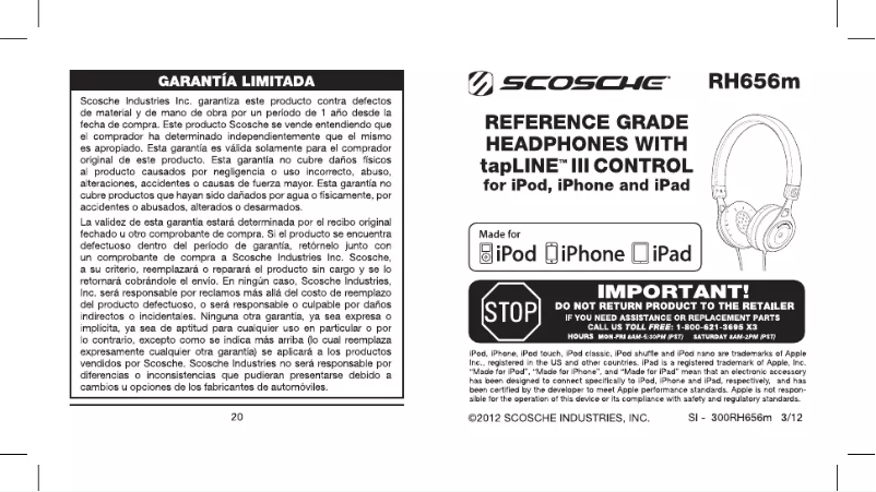 Página 1 del manual Manual de usuario Scosche RH656M