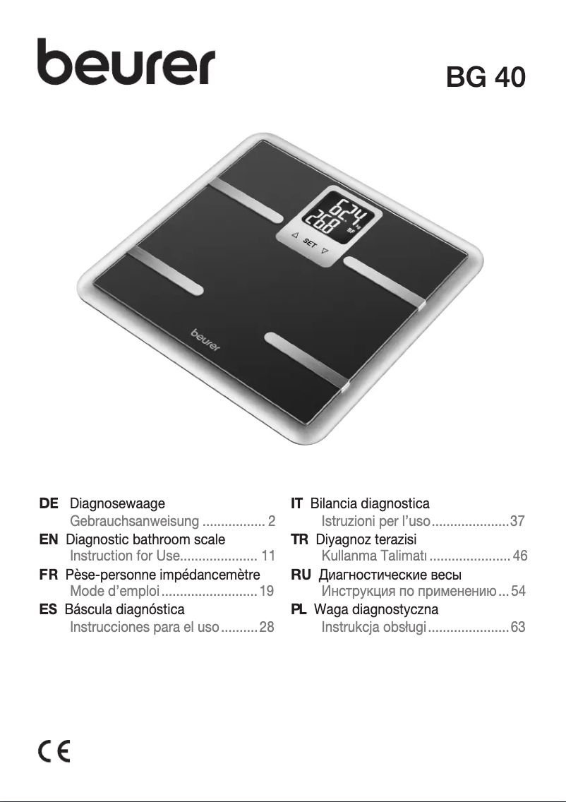 Page 1 de la notice Manuel utilisateur Beurer BG 40