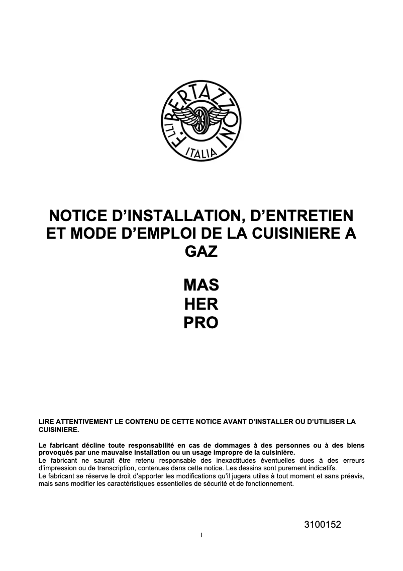 Image de la première page du manuel de l'appareil PRO126G2EXT