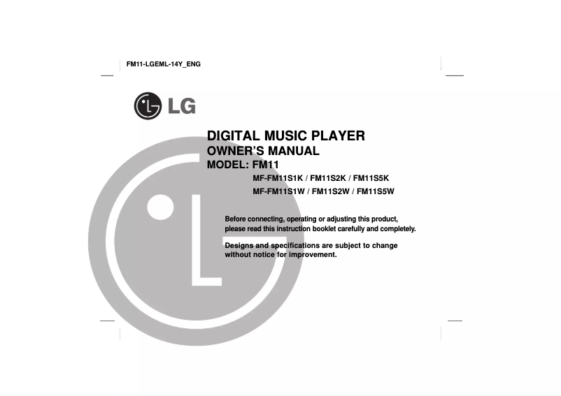 Image de la première page du manuel de l'appareil FM11