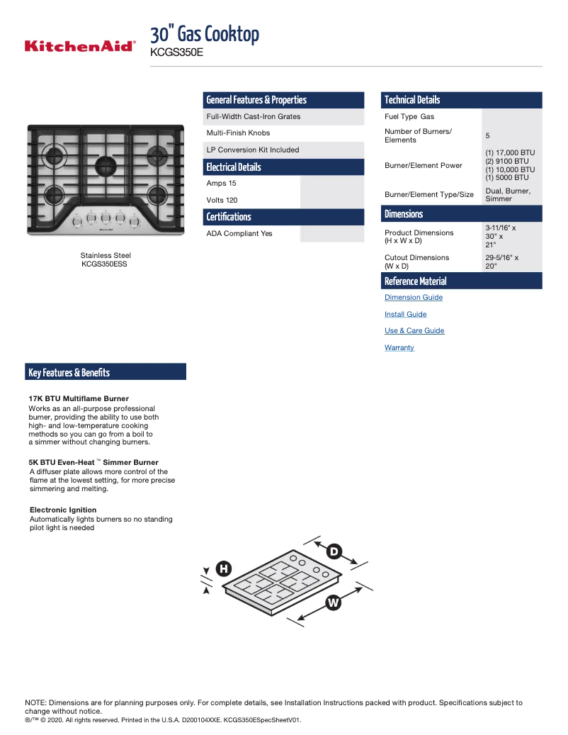 Image de la première page du manuel de l'appareil KCGS350ESS