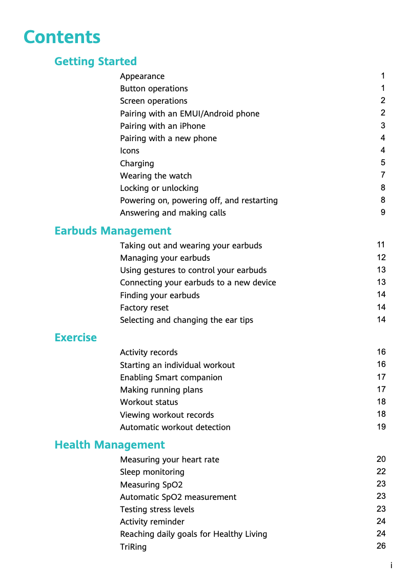 Image de la première page du manuel de l'appareil WATCH Buds